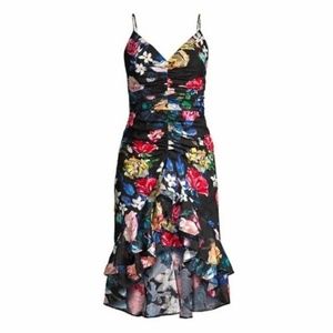 Aiden Mattox Floral Burnout Ruffle Hem Cocktail Dress Size 0